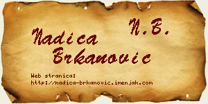 Nadica Brkanović vizit kartica